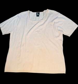 Ali Miles Women’s Knit Short Sleeve Top XL Blush Pink Asymmetrical Neckline